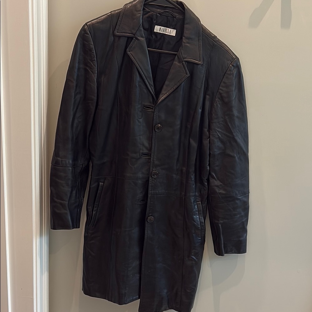 Women’s black leather coat